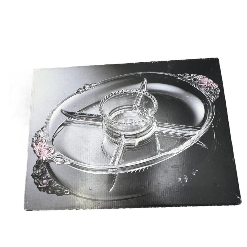 Home Beautiful Sans Souci Dip & Chip Serving Dish 16.5" New In Box